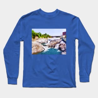 Spokane River Falls Watercolor Long Sleeve T-Shirt